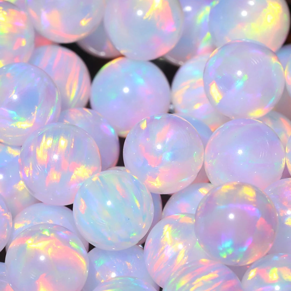 Free Shipping Glass Jewelry Material Heat Resistant Ball Beads Top Fire Synthetic Gilson Opal Stone