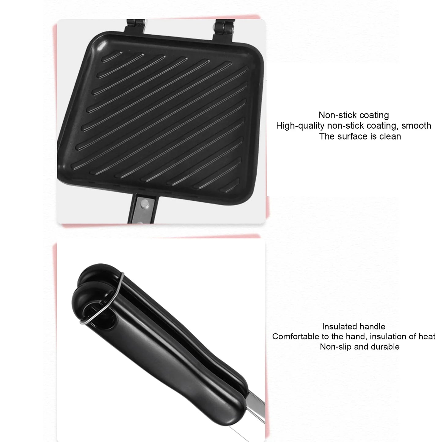 Gas Non-Stick Sandwich Maker Iron Bread Toast Breakfast Machine Waffle Pancake Baking Barbecue Oven Mold Mould Grill Frying Pan