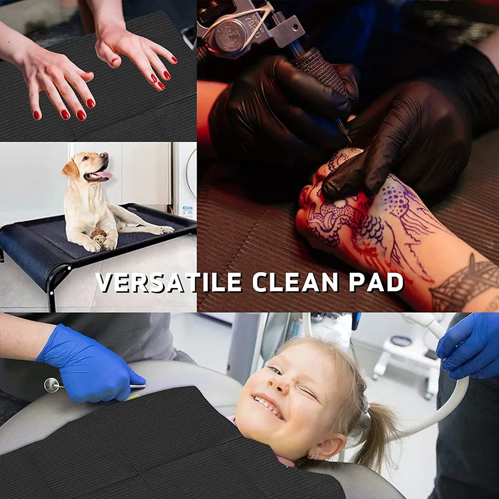 250/125/50/5pcs Black Tattoo Bibs Cleaning Wipes Pad Disposable Dental Tattoo Waterproof Sheets Paper Tattoo Accessories