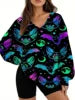 Starry Sky Gradient Pattern Printed Women's Versatile Fashion High Quality V-neck Hoodie 2025 New Edition