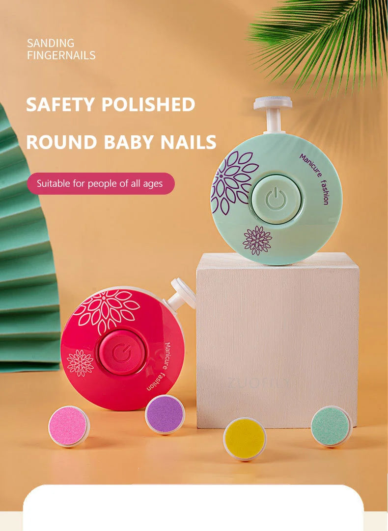 6Pcs Electric Baby Nail Trimmer Kid Nail Polisher Tool Infant Manicure Scissors Newborn Hygiene Kit Nail Clipper Cutter with Bag