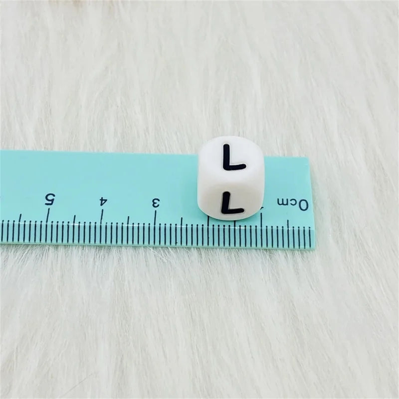 Lcmombay 12mm 200PC Letter Silicone Beads English Alphabe Beads Food Grade Silicone Chewing Beads DIY Baby Teething Toys Pendant