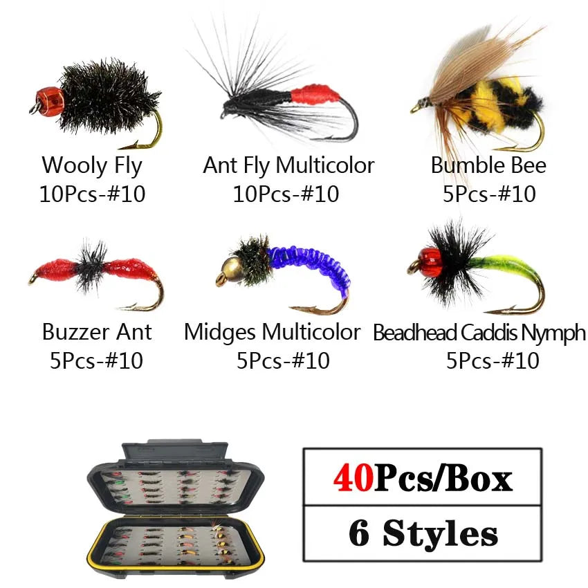 40/78/126Pcs/Box Mixed Styles Fly Fishing Lure Wet/Dry Nymph Artificial Flies Bait Pesca Tackle Trout Carp Kit