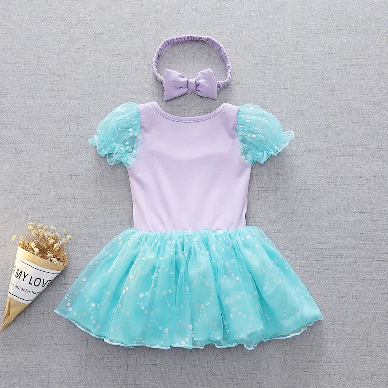 Baby Romper TUTU Dress With Headband Infant Baby Princess Girl Clothes Size 3-18M Cute Design Baby Dress Party Costumes