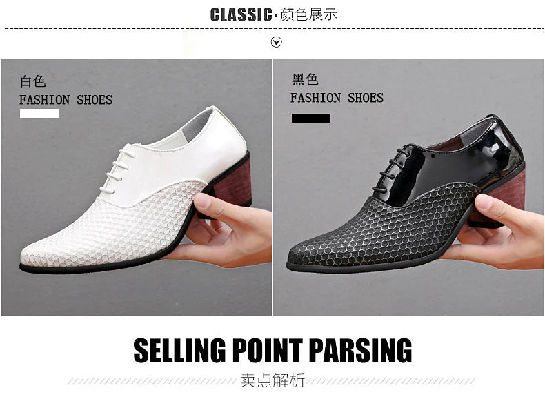 Man Dress High Heel Shoes Handmade Italian Style Party Wedding Men Shoes High Quality Leather Business Formal Elevator Shoes Men