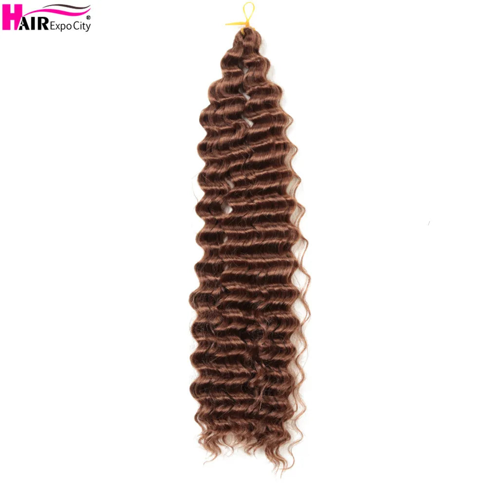22-28 Inch Deep Wave Twist Crochet Hair Natural Synthetic Braid Hair Afro Curls Ombre Braiding Hair Extensions Hair Expo City