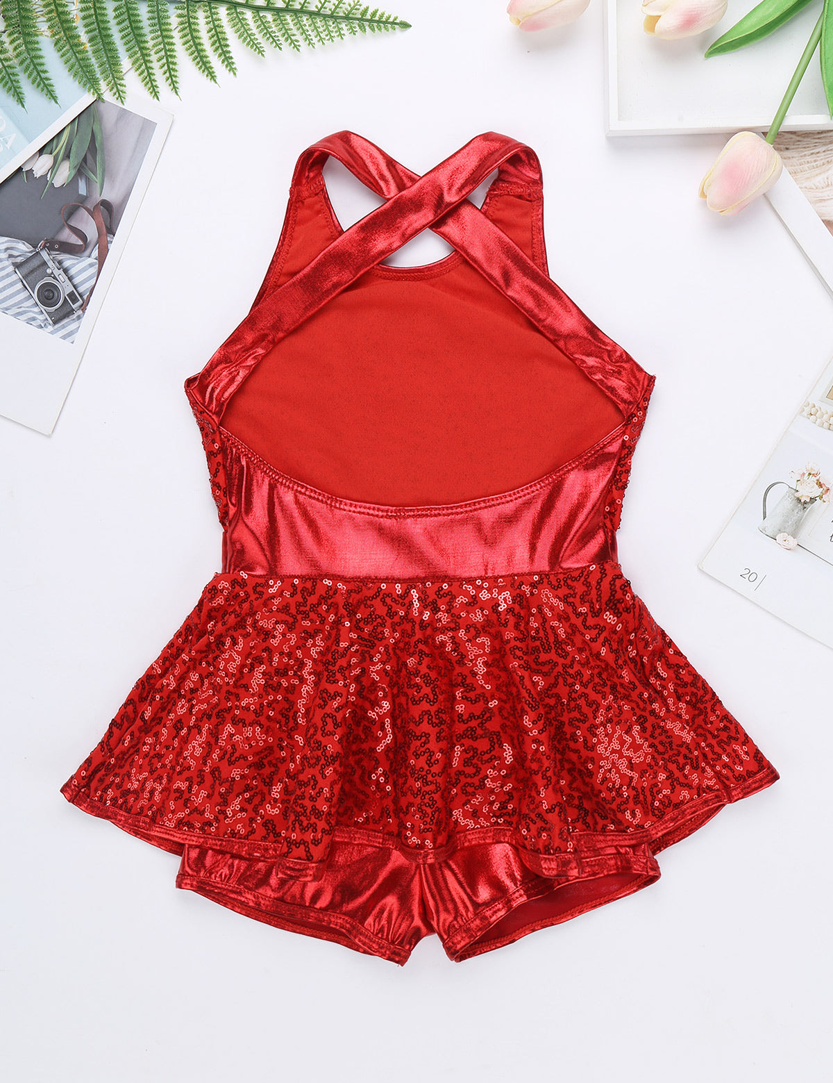 Kids Girls Shorty Unitard Sleeveless Sequin Rompers Leotard Bodysuit Performance Children Jazz Modern Dance Party Tap Costumes