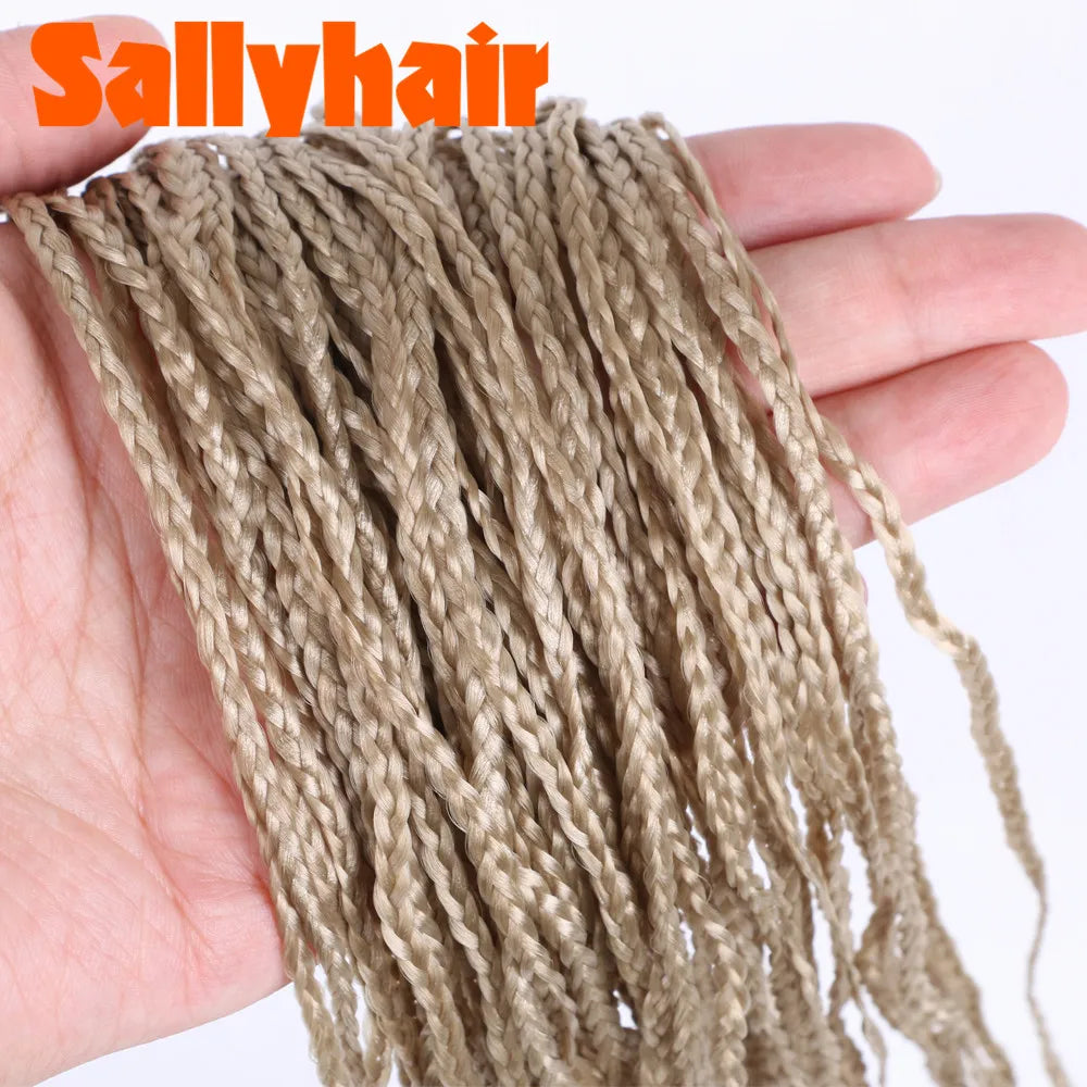 Sallyhair Synthetic Braids Thin Box Braids Crochet Braiding Hair Colorful Zizi Braids Extensions Grey Pink Black Brown Hair