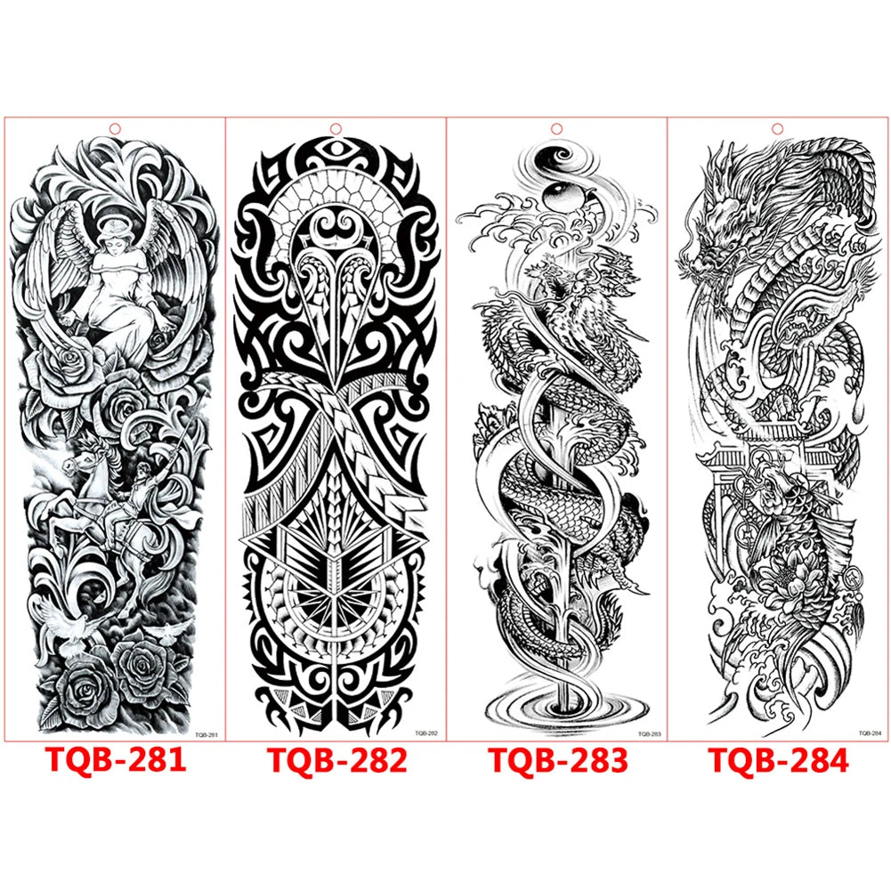 Large Arm Sleeve Tattoo Rose Gear Clock Eye Waterproof Temporary Tatto Sticker Lion Wolf King Body Art Full Fake Tatoo Women Men