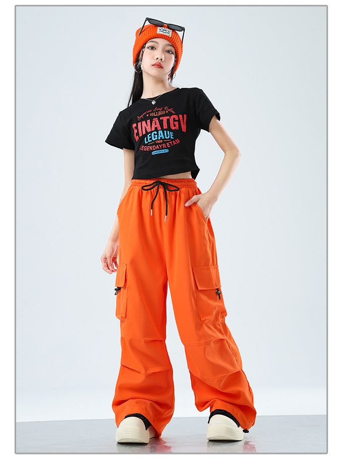 Teenager Kids Hip Hop Style Dance Costume Suit For Girls Fashion Korean Streetwear Outfit Children Street Clothes Set Outerwear