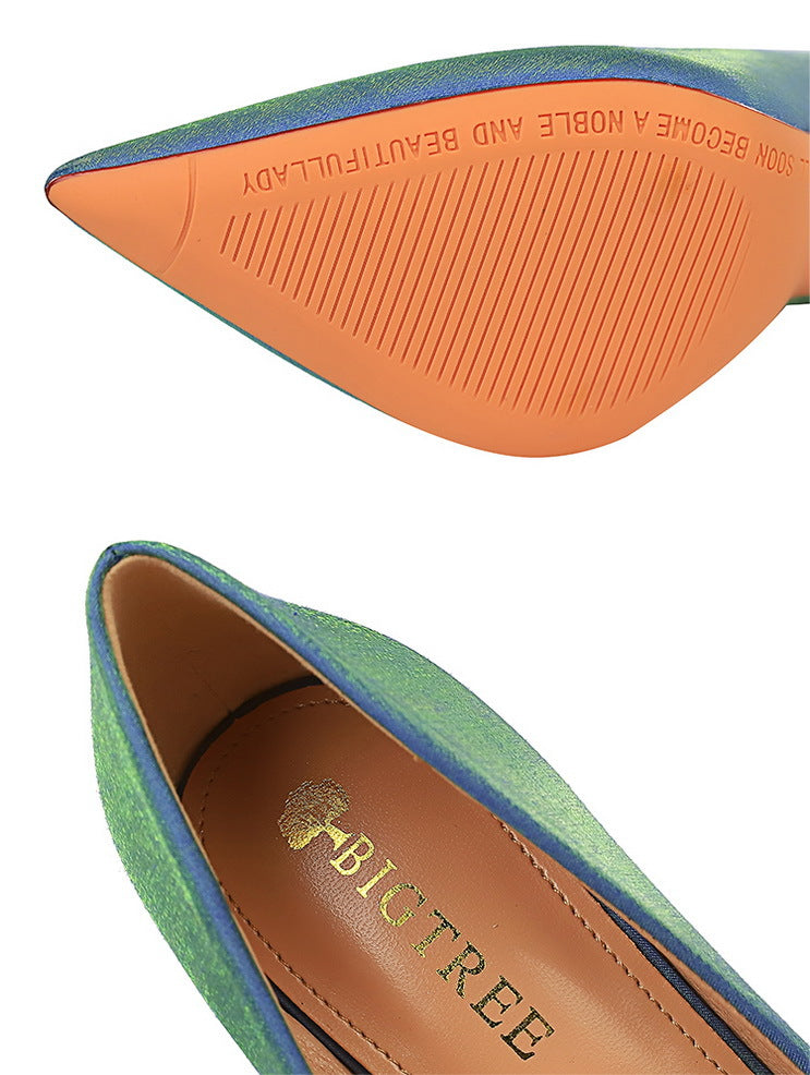 BIGTREE Shoes Women Pumps Metal heeled women shoes Satin Pumps Women Heels Stiletto High Heels Wedding Shoes Women 10.5 cm heels