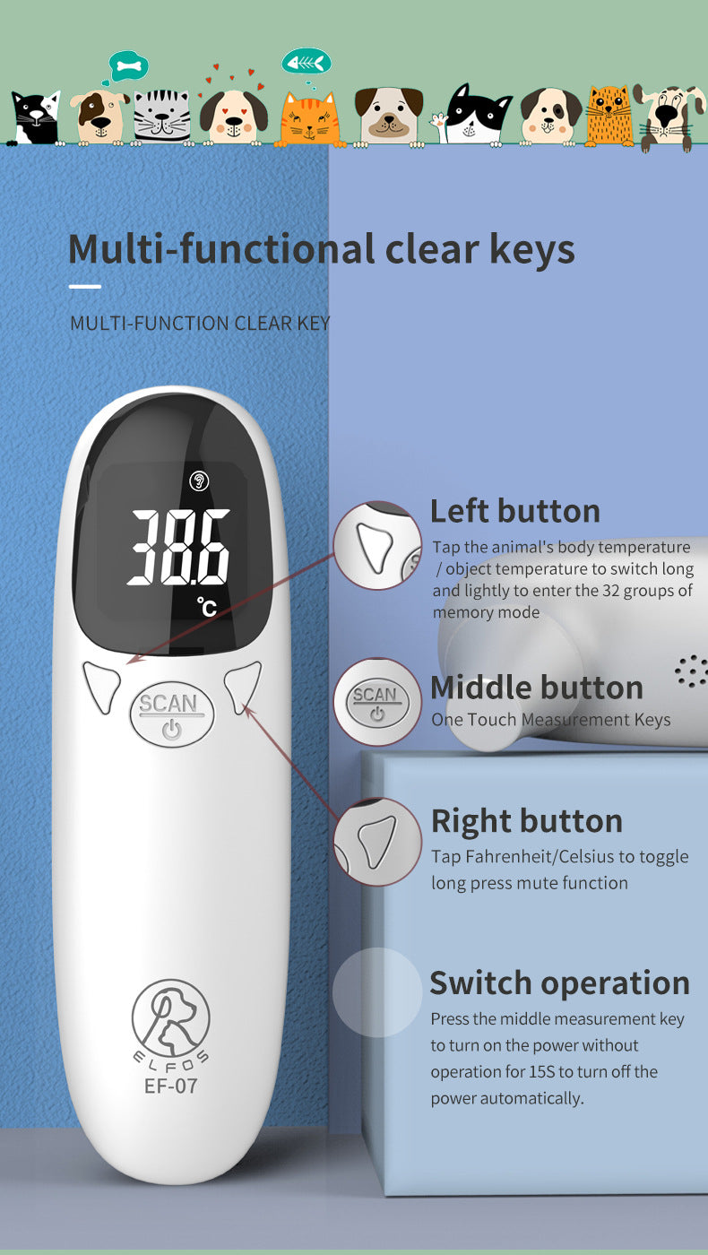 Infrared Pet Dog Cat Ear Thermometer Medical Animal Measuring Electronic Thermometer Non-contact Home Veterinary Equipment Quick