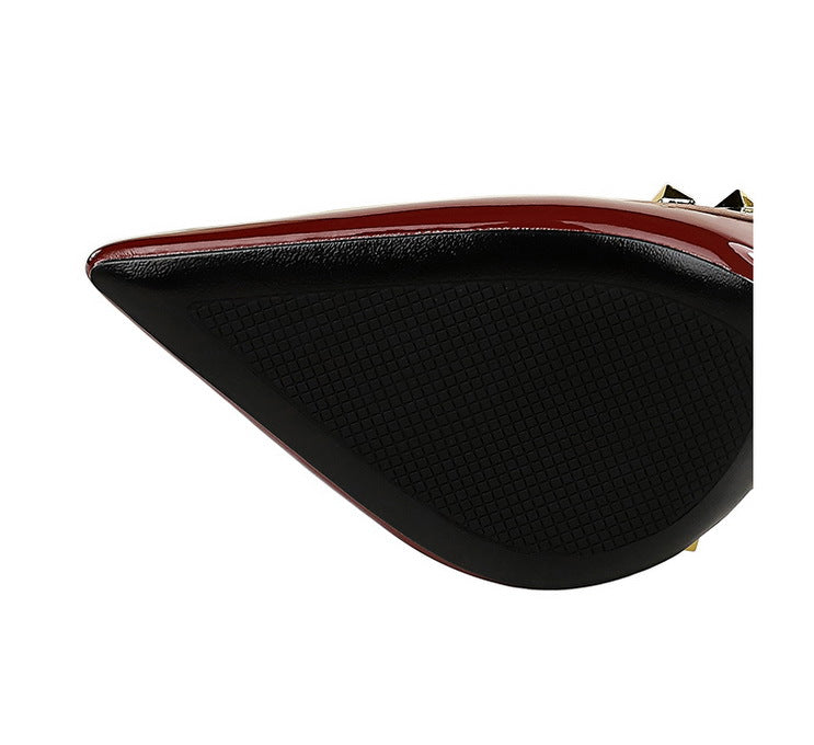 BIGTREE Shoes Rivet Design Women Pumps Patent leather High Heels 10.5 CM Stiletto Sexy party Shoes Women Heels Large size 43