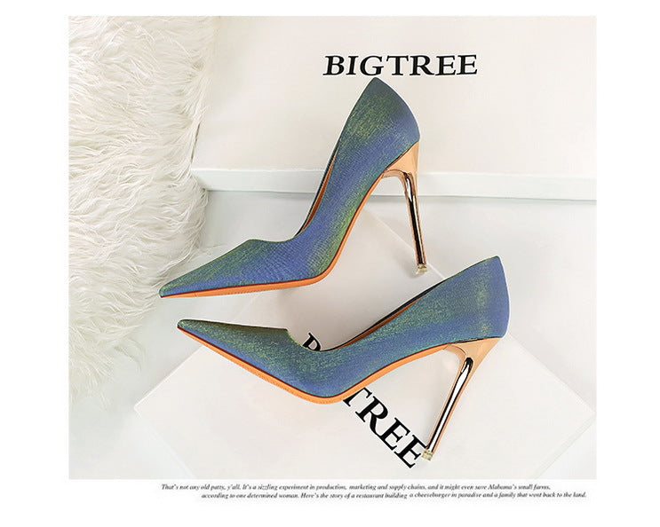 BIGTREE Shoes Women Pumps Metal heeled women shoes Satin Pumps Women Heels Stiletto High Heels Wedding Shoes Women 10.5 cm heels