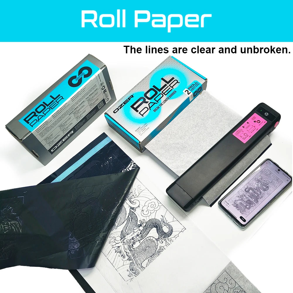 OZER Tattoo Transfer Paper Rolling Paper Thermal Copier Template Paper for Thermal Printer Tattoo Paper for Tattoo Supplies