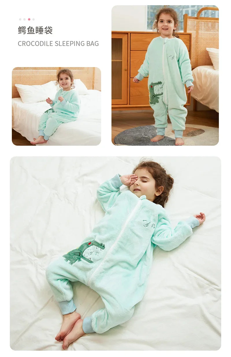 Kawaii Girls Pajamas Winter Purple Rabbit Onesie Hooded Plush Kigurumi Jumpsuit Blanket Sleeper Warm Overall Kids Nightwear Pjs
