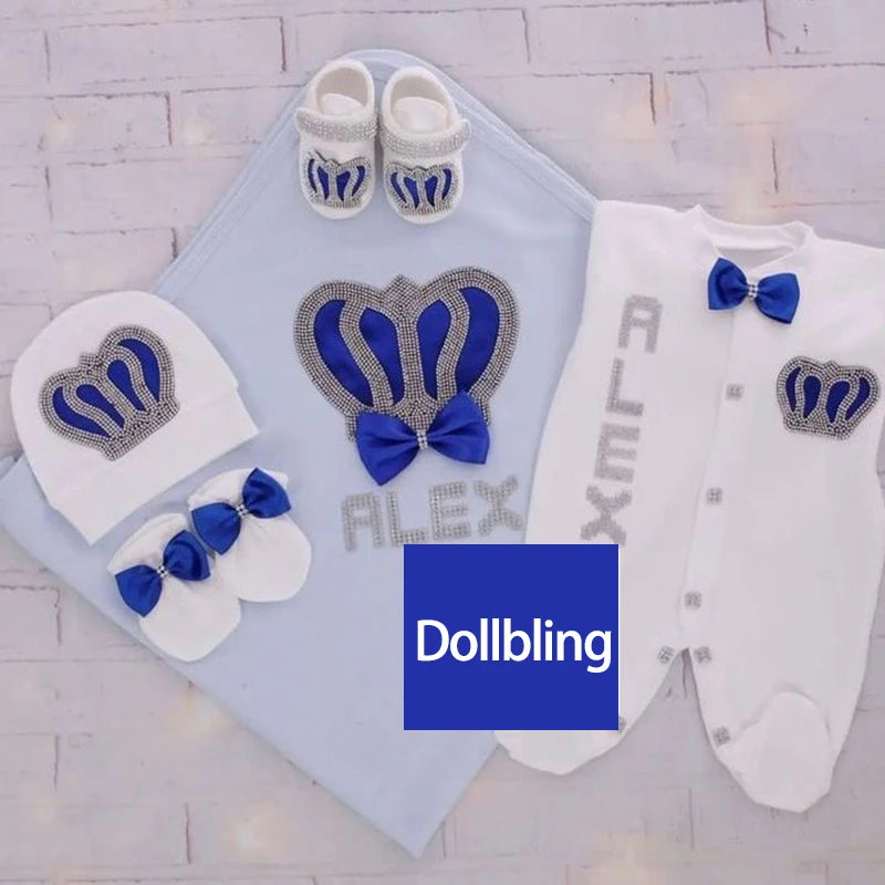5pcs Newborn Baby Boy Outfits Kids Clothing Real Cotton Infant0 Products Shirt Pants Mittens Receiving Blanket