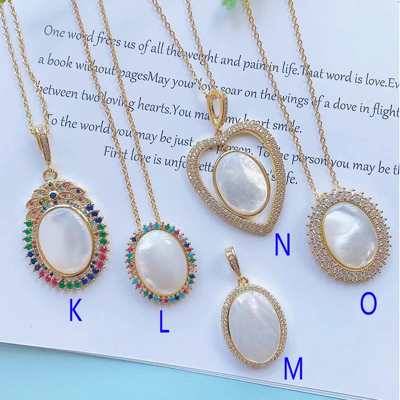 5 Pcs Shell Pendant Necklace Colorful Crystal Shell shape Pendant Necklace Fashion women Necklace Fashion Jewelry 52452