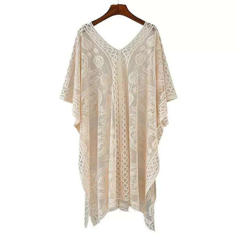 Sexy Elegant Lace Beach Cover Up for Women, Bathing Suit Cover Up, V-Neck Swimsuit Coverup for Poolside, Seaside and Party