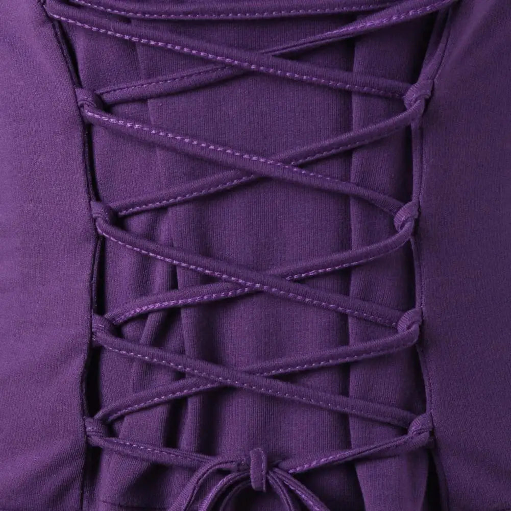 Women Milk Silk Dress Hooded Long Sleeves Lace-up Strap Slim Waist Irregular Hem Women Midi Dress Festival Party Halloween Dress