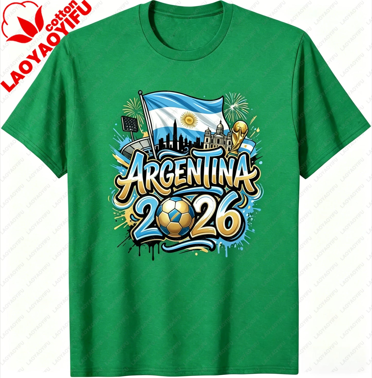 Unisex Argentina 2026 Soccer Tee Vintage Style Graphic Football Fan Supporter Casual Streetwear Top