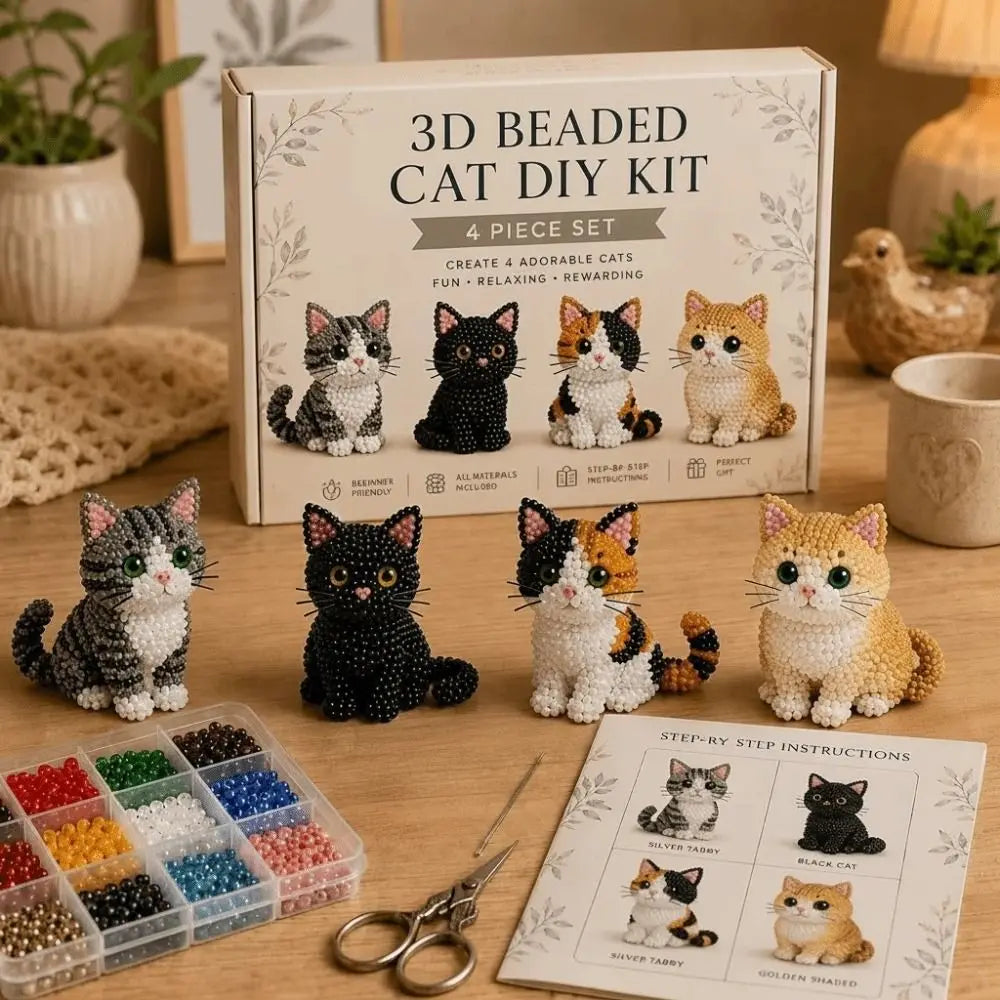 Tiny Beads 3D Beaded Animal Kit Cute Design Animal Shape Handmade Bead Art Kit Creative Craft DIY Bead Craft Kit