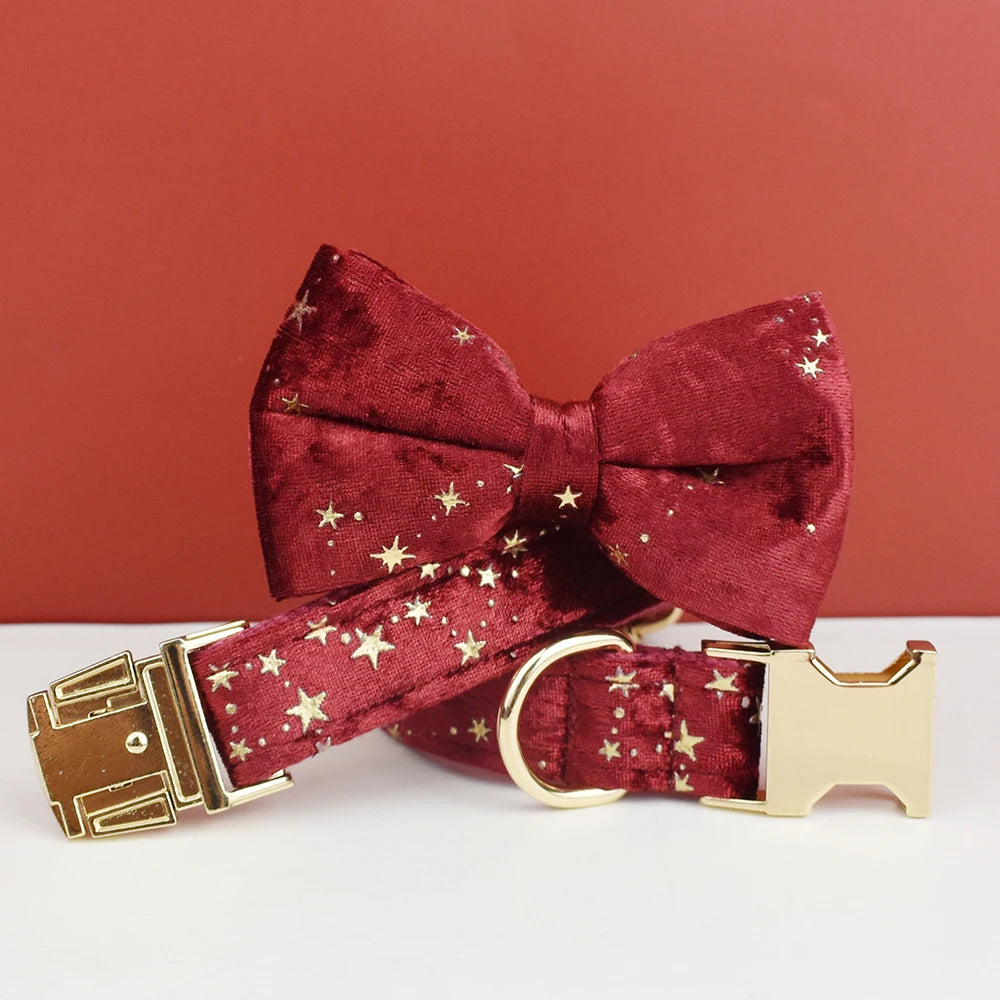 Luxury Fashion Pet Accessories Custom Design Logo Black Bottom Flower Sublimation Dog Collar Leashes Harness Bow Set Star02