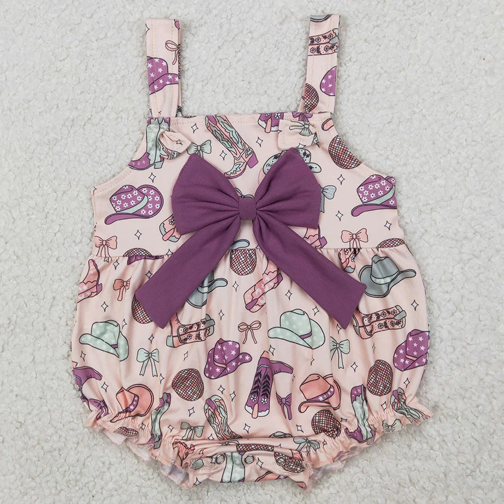 Hot Sale Baby Girls Rompers Blue Flutter Sleeves Bows Ruffle Rompers Boutique Toddler Girls Bubbles Summer Rompers Girls Onesie