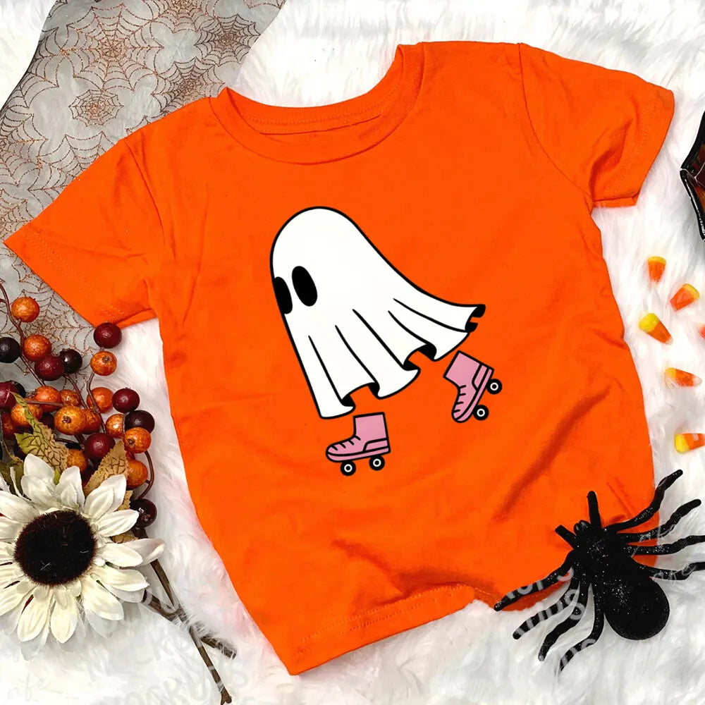 Child Halloween Outfit T-shirt Funny Print Girl Boys T Shirt Fall Festive Shirt Kids Tshirt Clothes Halloween Party Toddler Tops