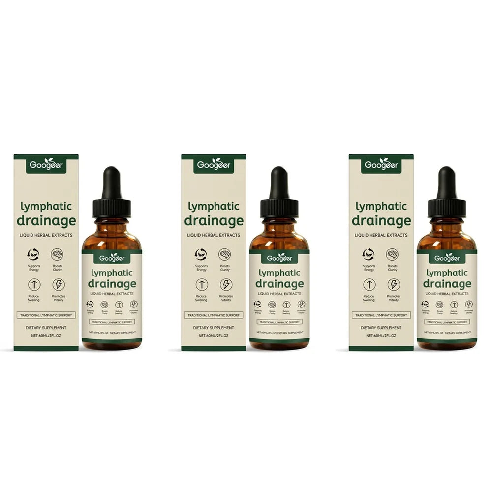 Googeer Lymphatic Drainage Drops for Bloat Relief & De-Puff, Lymph Node Detox Cleanse, Fluid Retention, Alcohol-Free 60 Servings