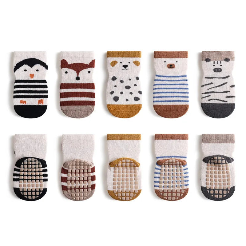 5 Pairs/Lot Autumn Baby Toddler Anti-slip Socks Children's Cartoon Indoor Playing Floor Socks 0-5Y