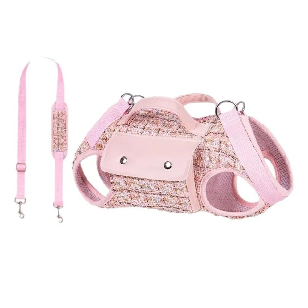 Stylish Dog Horizontal Backpack Elegant with Leash Handle Pet Traction Backpack Breathable Edge-wrapped Cat Carrier Bag Travel