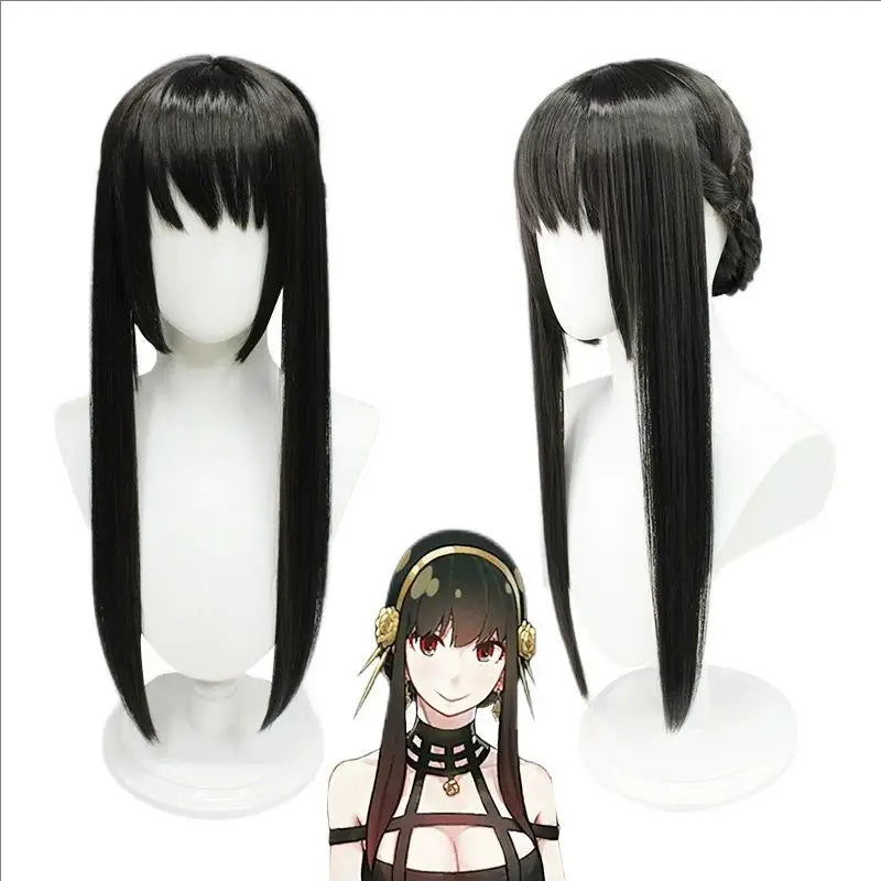 Halloween Party Anime Yor Forger Cosplay Outfit Gothic Assassin Black Red Skirt Dress Suit Uniform Long Hair Wig Earrings