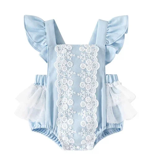 2025 New Summer Toddler Baby Girls Jumpsuit Flying Sleeve Cotton Flower Print Newborn Baby Girls Romper 0-24M Baby Clothing