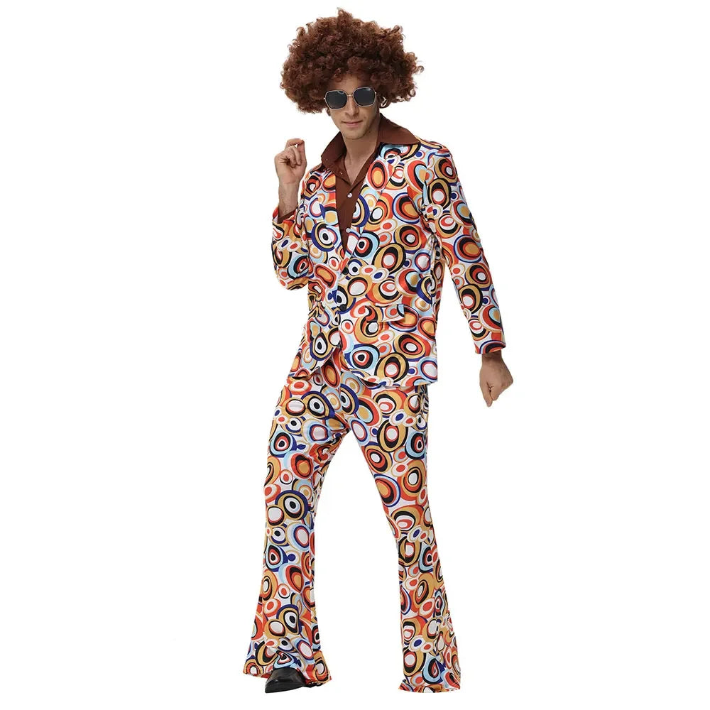 Halloween Party Disco Adult Couples Hippie Costumes Women Male 70s 80s Rock Disco Cosplay Outfits Dance Fantasia Costume