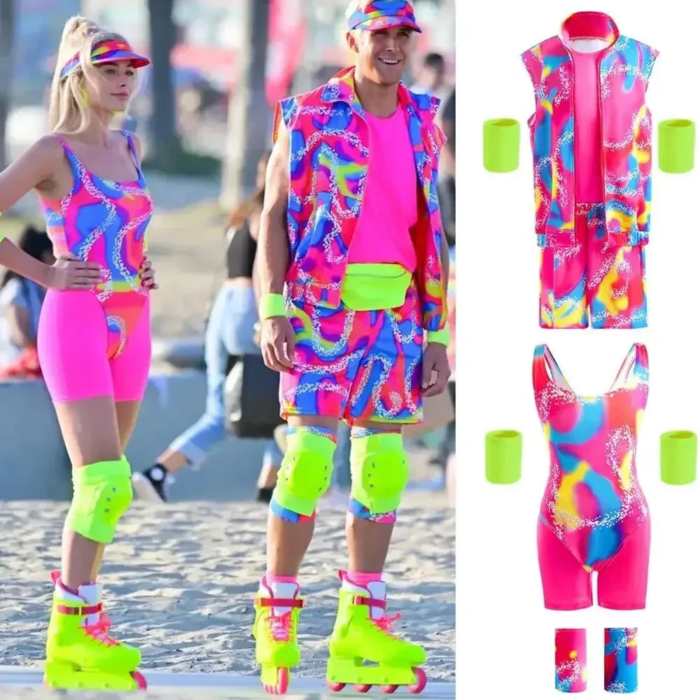 80s Workout Costume for Halloween Cosplay 80s 90s Workout Outfit Party Clothing for Adult Mens Include Hat Top Shirt Short