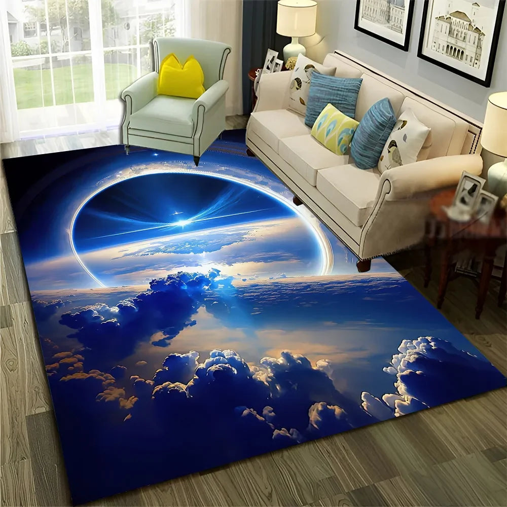 Galaxy Planet Star 3D Universe Space Carpet Rug for Home Living Room Bedroom Sofa Doormat Decor,Kid Area Rug Non-slip Floor Mat