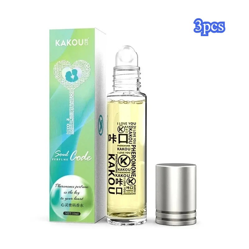 3pcs 10ml Gold Powder Intimate Partner Erotic Pheromone Perfume Roller Ball Fragrance KAKOU Soul Code Body Spray for Men Women