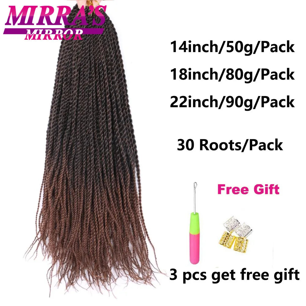 Senegalese Twist Crochet Hair 14/18/22 Inch Synthetic Mini Senegalese Crochet Braids for Black Women 30 Roots/Pack Braiding Hair
