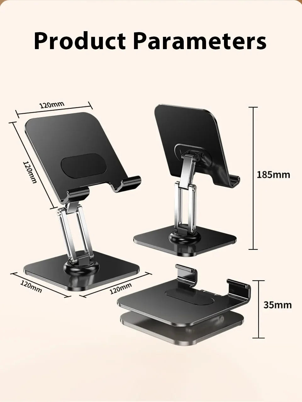 Tablet Holder Carbon Steel Stand with 360° Rotation Adjustable Stand For iPad Pro Air Mini Mobile Phone Desk Bracket 4-15 Inch