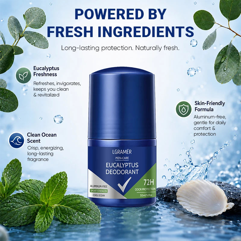 Men's Care Eucalyptus Deodorant Cool Ocean Scent Deodorant Stick Effective Anti Perspirant Control Sweat Smell Fresh Body Care