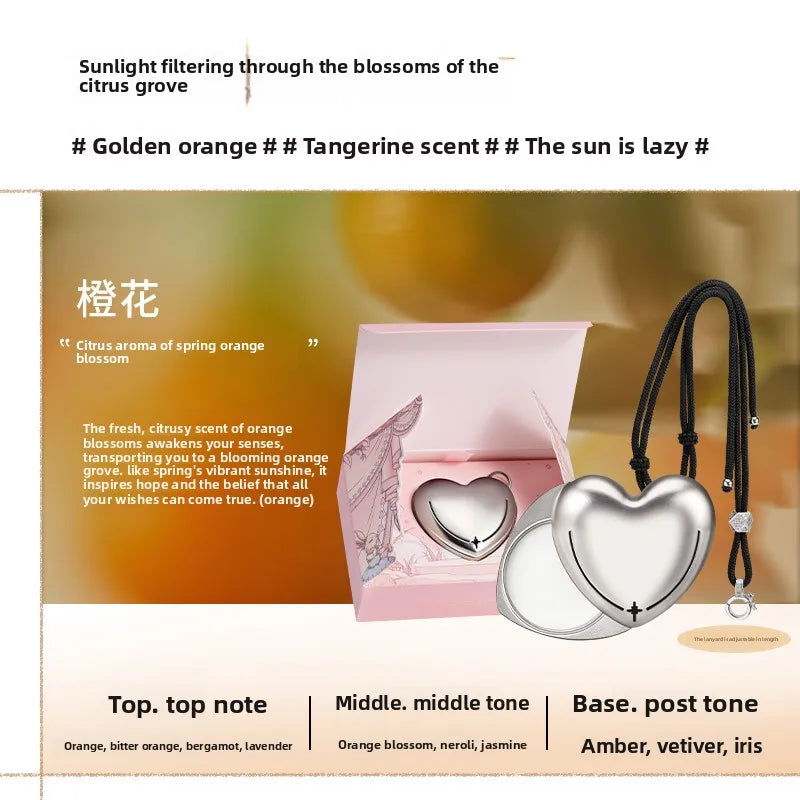 Solid Perfume Necklace – Long-Lasting Scent,Heart-Shaped Pendant,Portable Bag Charm & Fragrance Gift for Women