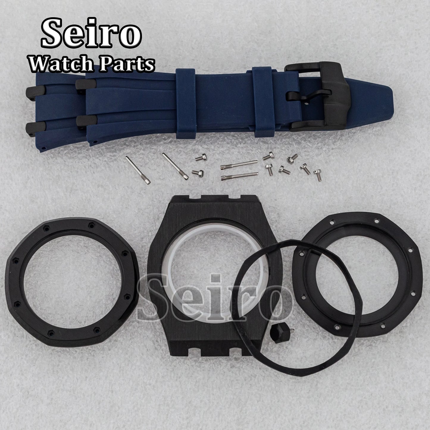 42mm Octagon Watch Case Rubber Strap Sapphire Crystal 10bar for 31.8mm Dial Royal Oak NH35 NH36 Movement Watch Modified Parts