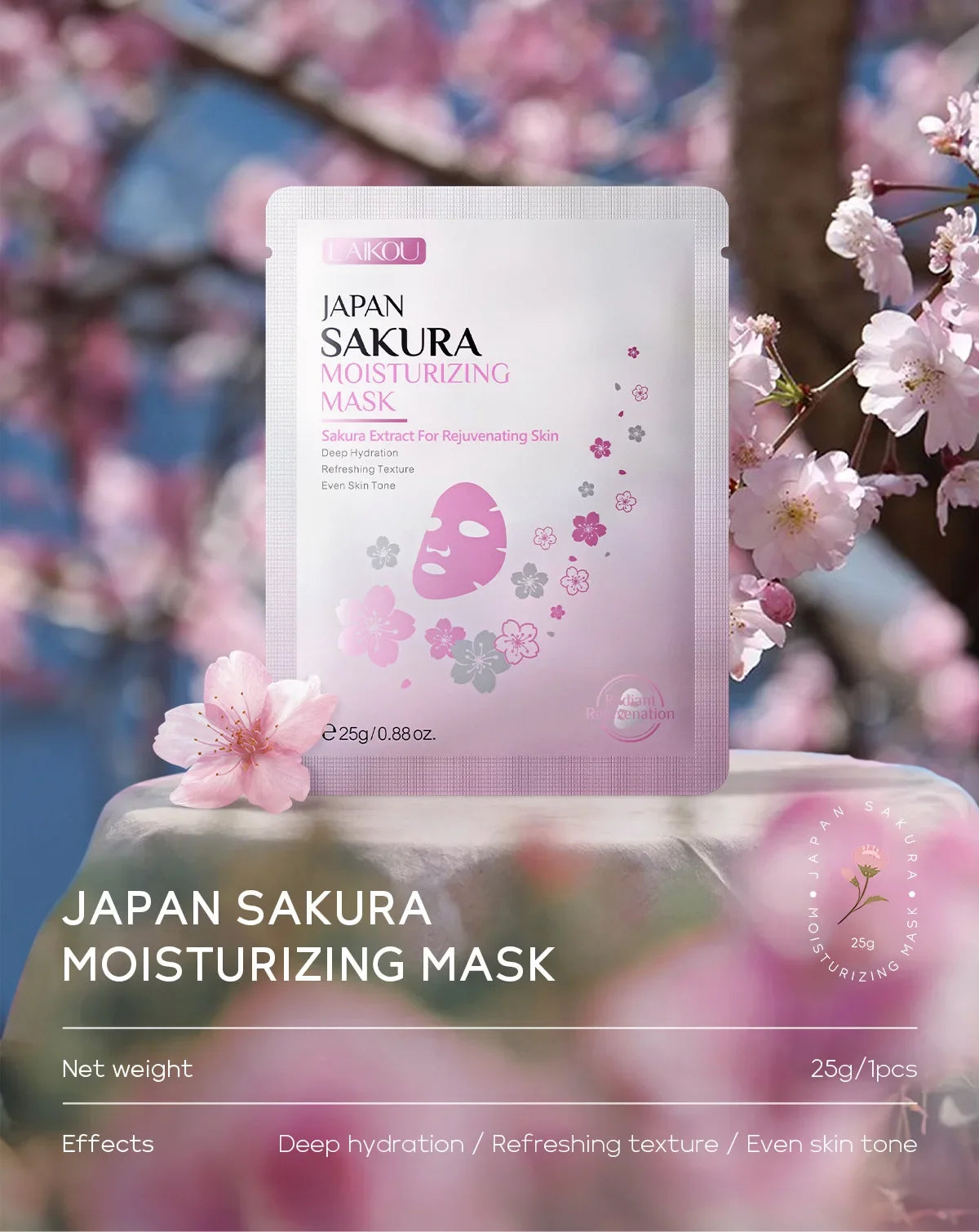 Laikou Sakura Hydrating Facial Mask Sheet Masks for Face Hydrating Shrinking Pores Moisturizing Face Masks Skin Care Cosmetics