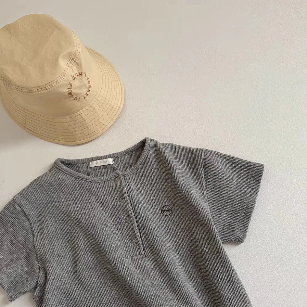 2025 Summer New Baby Short Sleeve Romper Boy Girl Newborn Solid Simple Jumpsuit Cotton Infant Toddler Casual Clothes 0-24M