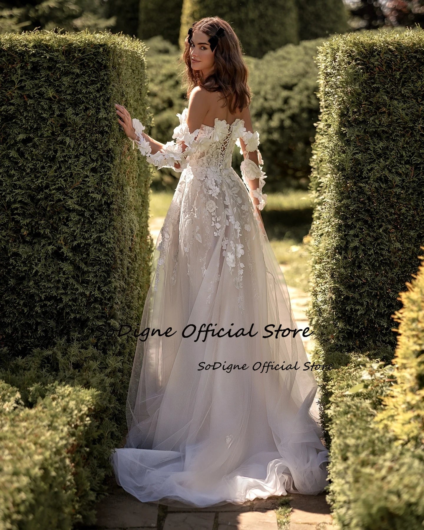 SoDigne A-line Appliques Wedding Dresses Sweetheart Princess Tulle Bridal Dress Long Wedding Gown Robe De Mairee ﻿Customized