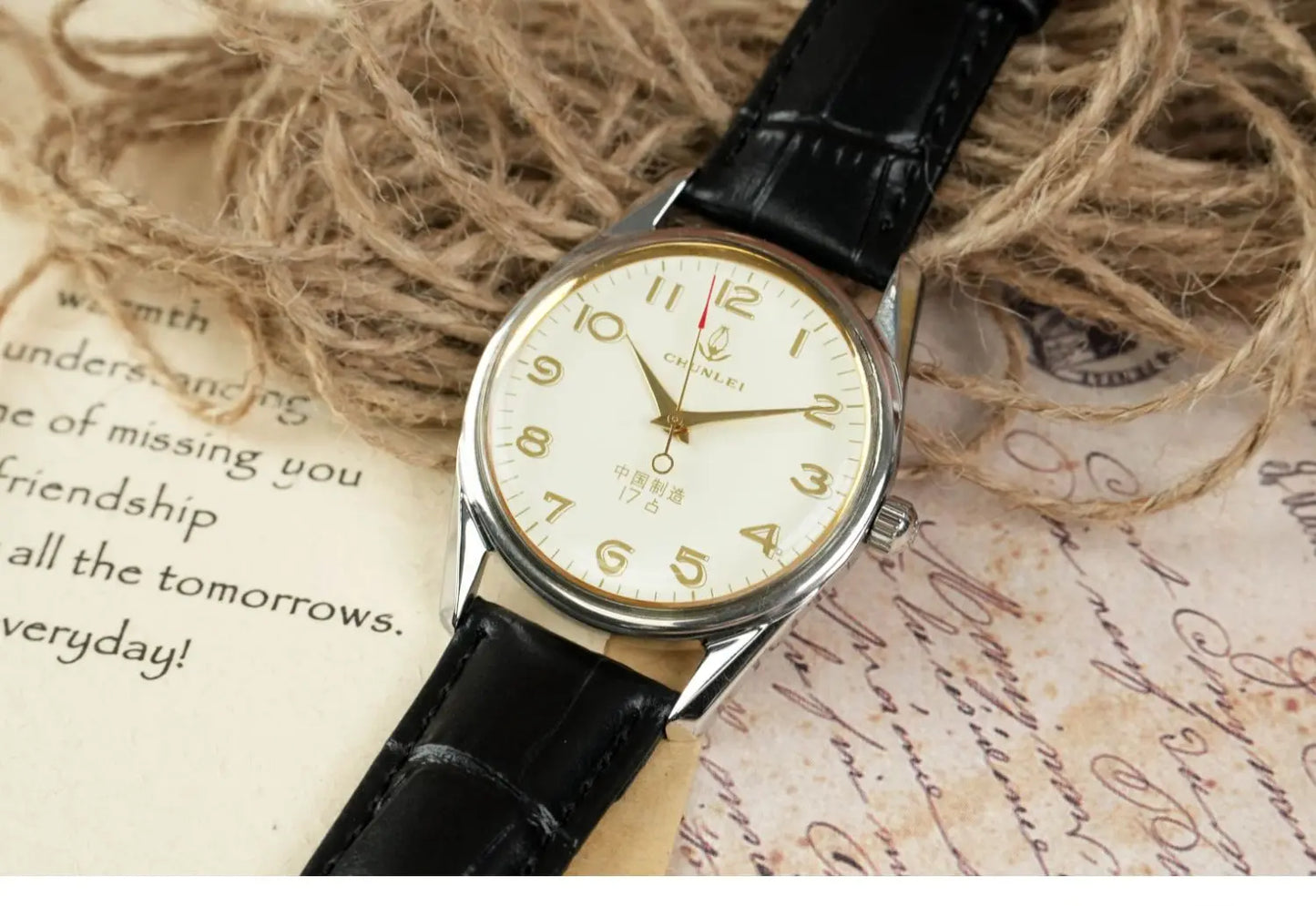 Old Shanghai Diamond Brand Genuine Mechanical Watch Men's Manual Winding Watch Inventory Dad Gift Retro Old Watch