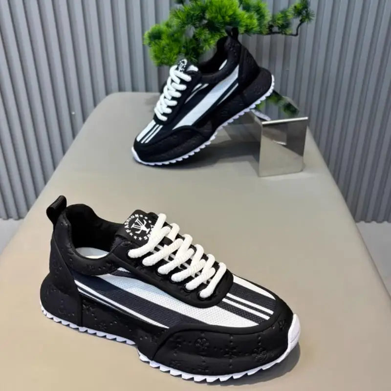 Chunky Sneakers Men Designer Cover Bottom Board Shoes Fashion Casual Leather Fabric Breathable Increased Internal Platform Shoes