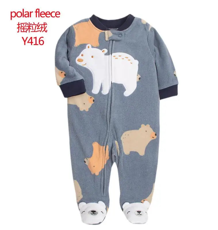 New Hot Polar Fleece Pajamas Baby Winter Romper Cover All Jumpsuits Newborn Boys Clothing Little Girl Fall Clothes Toddler 0-12M