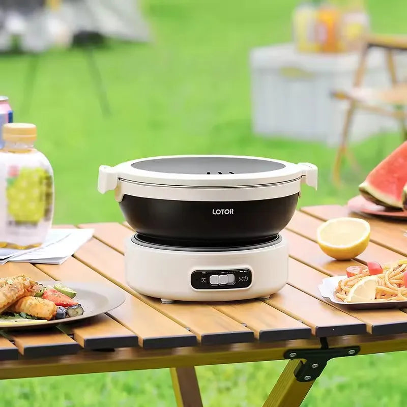 1.2L Folded Electric Cooking Pot Portable Multicooker Travel Rice Cooker Split Hot Pot 304 Stainless Steel Electric Skillt 500W